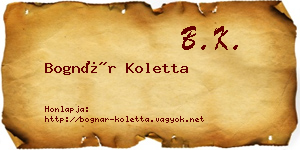 Bognár Koletta névjegykártya